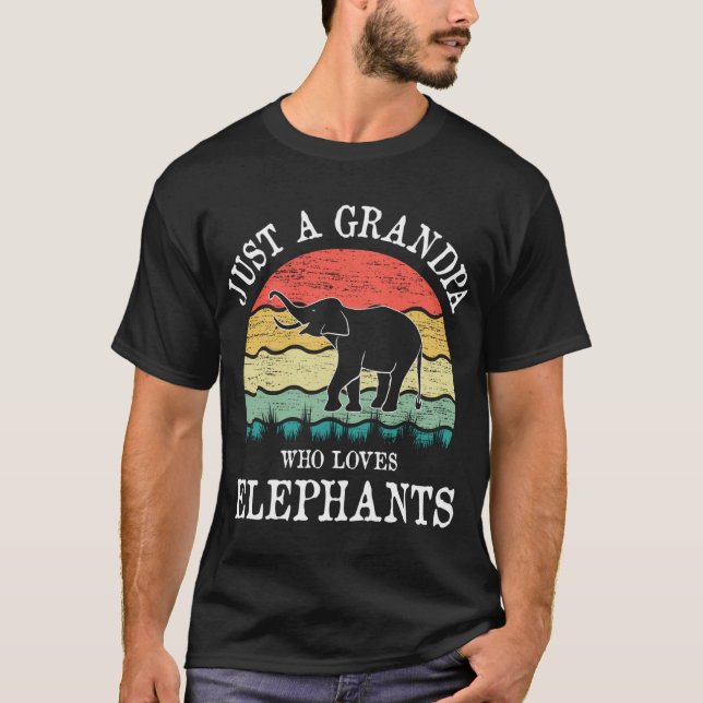 Just A Grandpa Who Loves Elephants Gift T-Shirt (Front)