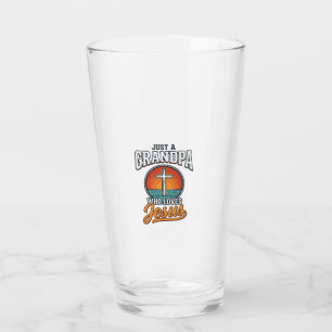 Just A Grandpa Who Loves Jesus Vintage Cross Shirt Glass