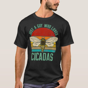 Just A Guy Who Loves Cicadas Brood X Retro Sunset T-Shirt