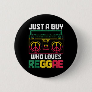 Just A Guy Who Loves Reggae Music Jamaica Vintage 6 Cm Round Badge