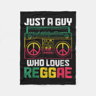 Just A Guy Who Loves Reggae Music Jamaica Vintage  Fleece Blanket