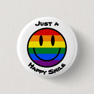 Just a happy rainbow smile       3 cm round badge