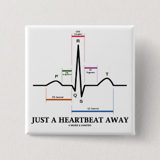 Just A Heartbeat Away (EKG/ECG) 15 Cm Square Badge