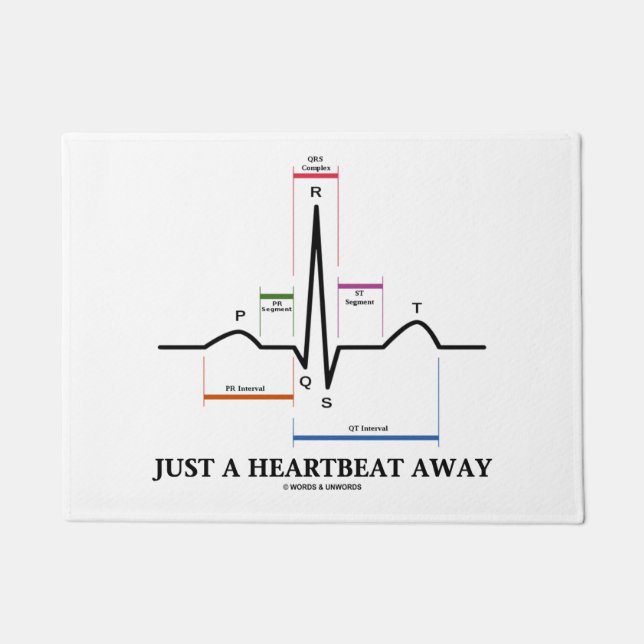 Just A Heartbeat Away Electrocardiogram EKG Humour Doormat (Front)