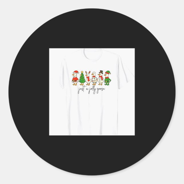 Just A Jolly Cute Goose Funny Merry Goosemas Chris Classic Round Sticker (Front)