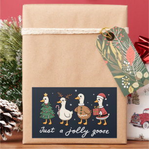 Just A Jolly Goose Christmas Duck Holiday Xmas  Rectangular Sticker