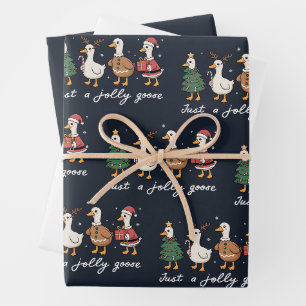 Just A Jolly Goose Christmas Duck Holiday Xmas Wrapping Paper Sheet