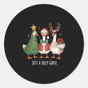 Just A Jolly Goose Christmas Goose Lovers Tree San Classic Round Sticker