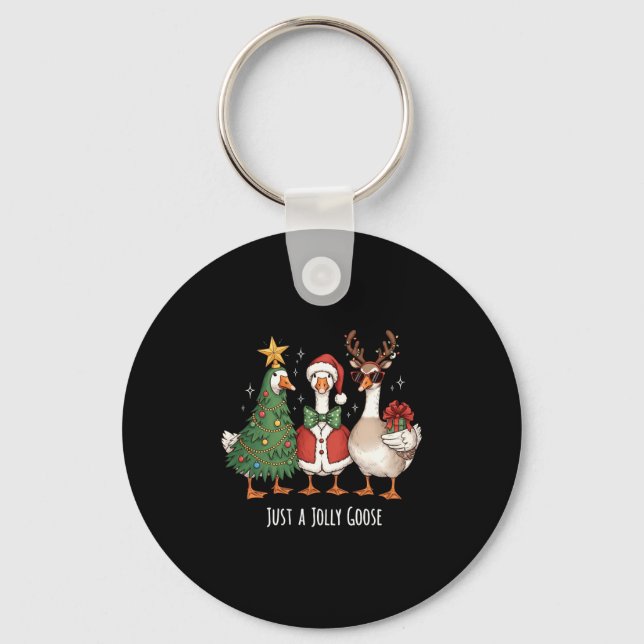 Just A Jolly Goose Christmas Goose Lovers Tree San Key Ring (Front)