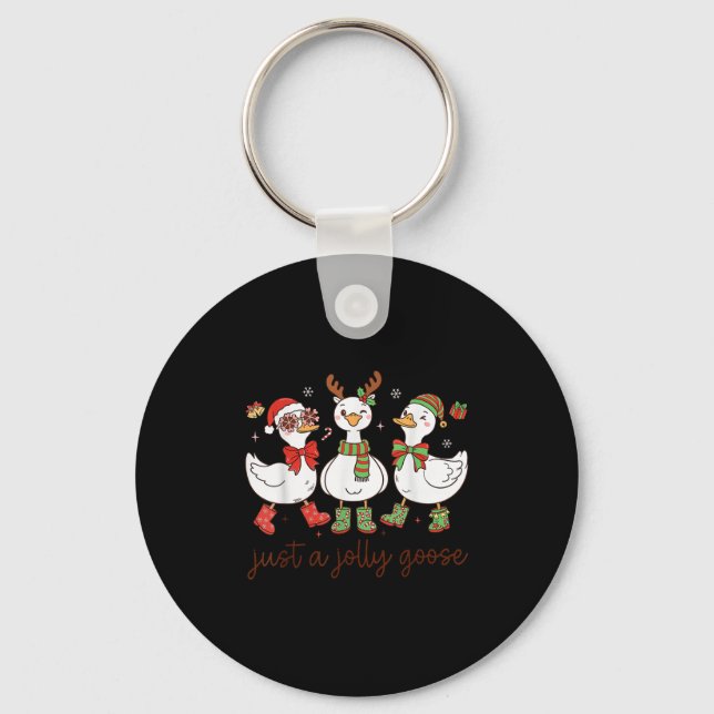 Just A Jolly Goose -christmas Goose - Merry Goosma Key Ring (Front)