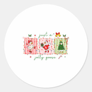 Just A Jolly Goose Christmas Lights Ne Bow Coquett Classic Round Sticker