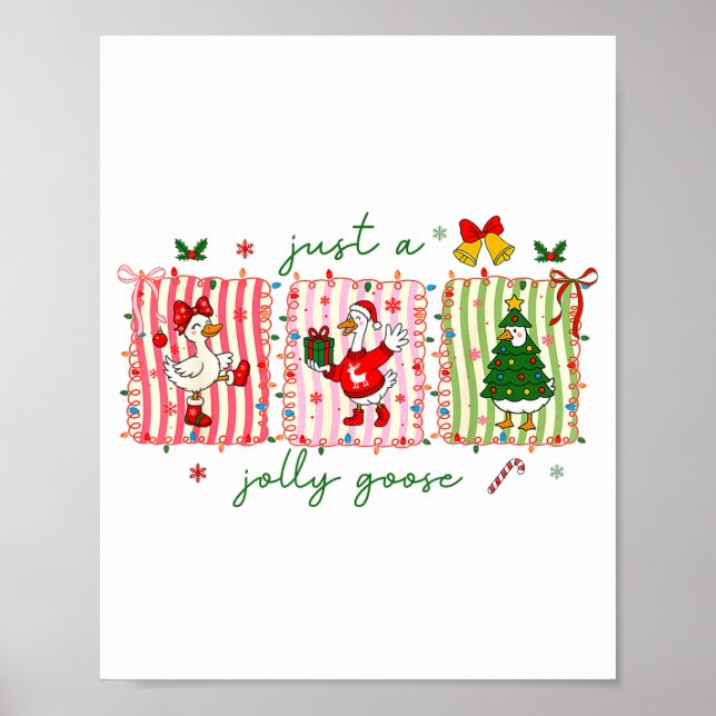 Just A Jolly Goose Christmas Lights Ne Bow Coquett Poster (Front)