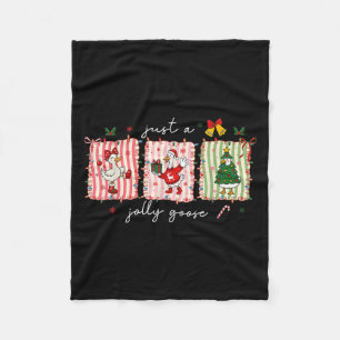 Just A Jolly Goose Christmas Silly Goose Funny Xma Fleece Blanket
