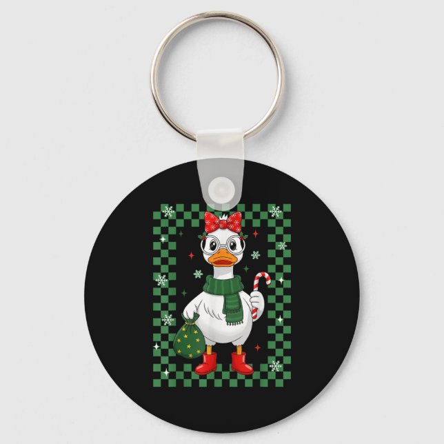 Just A Jolly Goose Christmas Silly Goose Funny Xma Key Ring (Front)