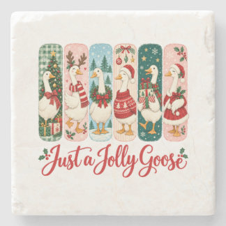Just a Jolly Goose Christmas Stone Coaster