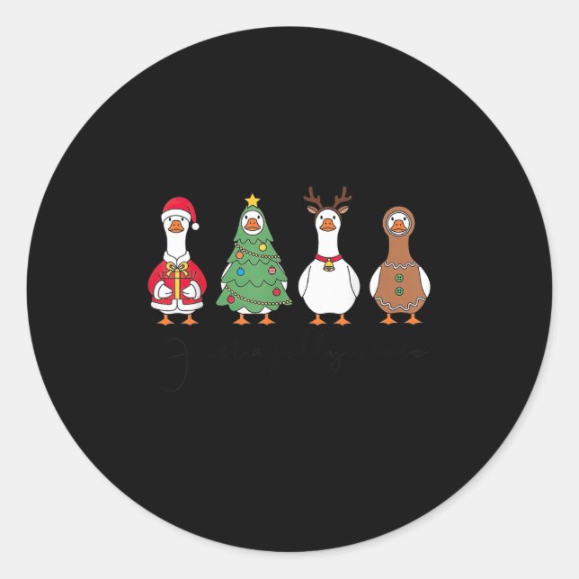 Just A Jolly Goose Christmas Tree Santa Reindeer G Classic Round Sticker (Front)