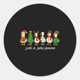 Just A Jolly Goose Funny Christmas For Mens Womans Classic Round Sticker