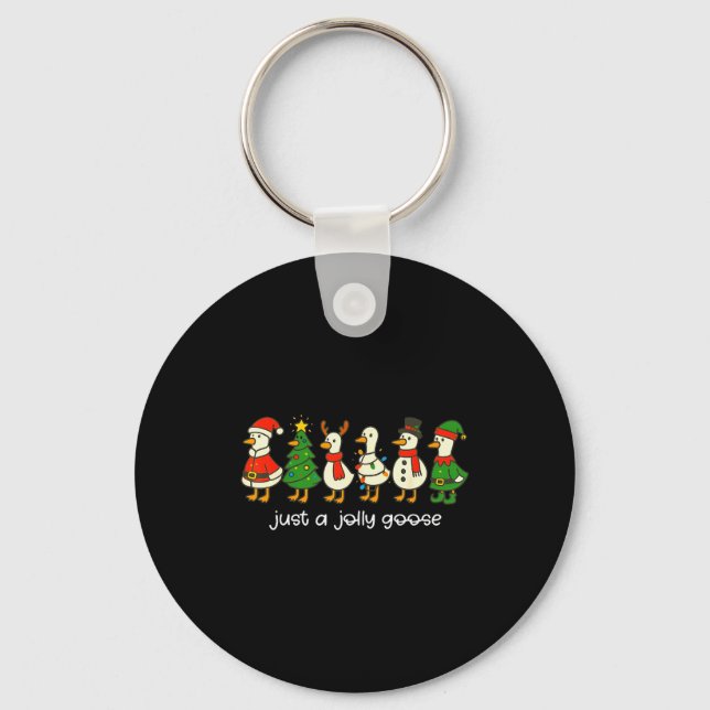 Just A Jolly Goose Funny Christmas For Mens Womans Key Ring (Front)