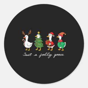 Just A Jolly Goose Funny Goose Merry Christmas Hol Classic Round Sticker