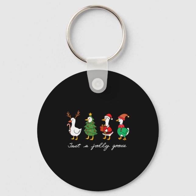 Just A Jolly Goose Funny Goose Merry Christmas Hol Key Ring (Front)