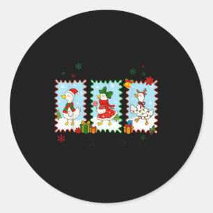 Just A Jolly Goose Funny Goose Santa Reindeer Cute Classic Round Sticker
