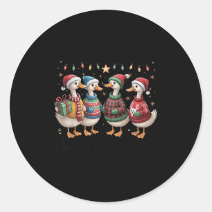 Just A Jolly Goose Funny Goose Santa Reindeer Cute Classic Round Sticker