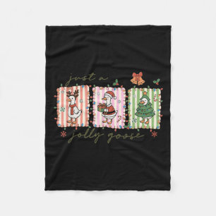 Just A Jolly Goose Funny Goose Santa Reindeer Cute Fleece Blanket