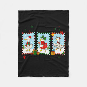 Just A Jolly Goose Funny Goose Santa Reindeer Cute Fleece Blanket