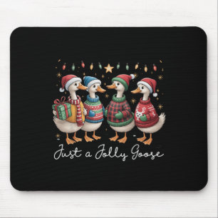 Just A Jolly Goose Funny Goose Santa Reindeer Cute Mouse Mat