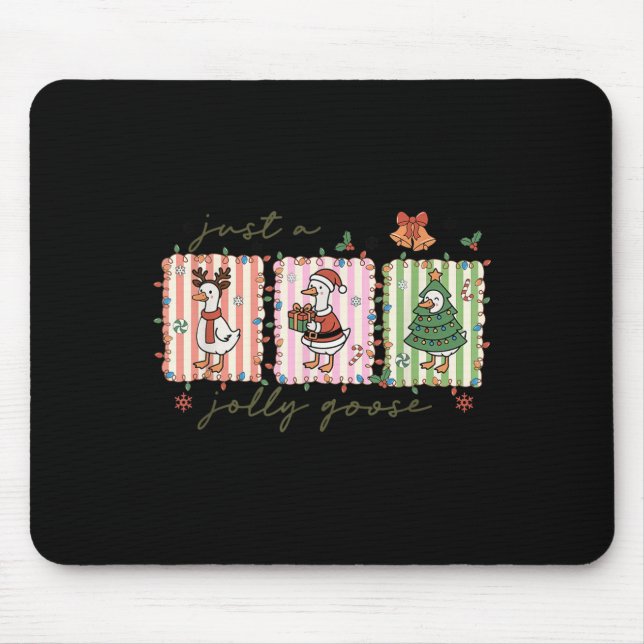 Just A Jolly Goose Funny Goose Santa Reindeer Cute Mouse Mat (Front)