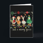 Just A Jolly Goose Funny Silly Goose Santa Christm Card<br><div class="desc">Just A Jolly Goose Funny Silly Goose Santa Christmas Xmas</div>