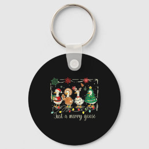 Just A Jolly Goose Funny Silly Goose Santa Christm Key Ring