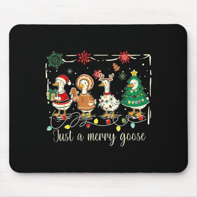 Just A Jolly Goose Funny Silly Goose Santa Christm Mouse Mat (Front)
