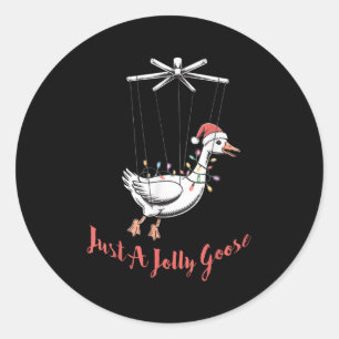 Just A Jolly Goose Holiday Lights Puppet Tee Xmas Classic Round Sticker