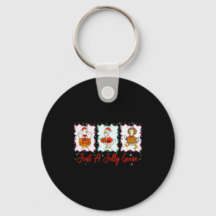 Just A Jolly Goose Merry Christmas Funny Silly Goo Key Ring