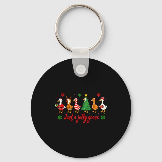 Just A Jolly Goose Merry Christmas Funny Xmas Men  Key Ring (Front)