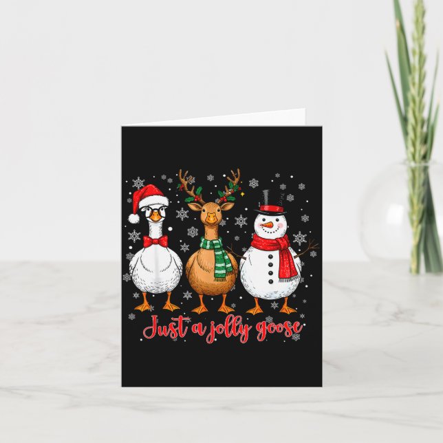 Just A Jolly Goose Merry Goosemas Christmas Santa  Card (Front)