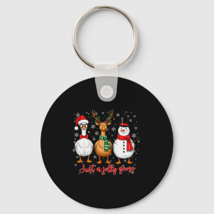 Just A Jolly Goose Merry Goosemas Christmas Santa Key Ring