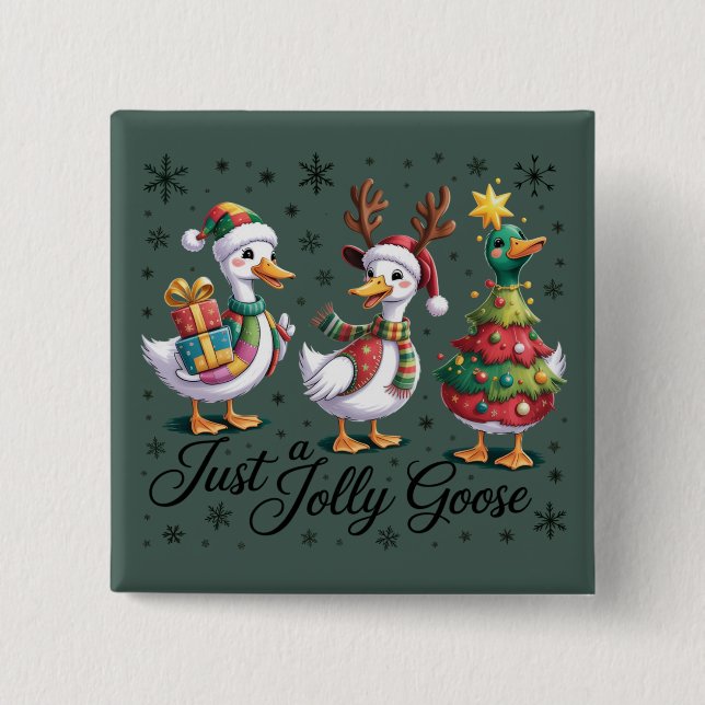 Just A Jolly Goose Patchwork Christmas Duck Funny  15 Cm Square Badge (Front)