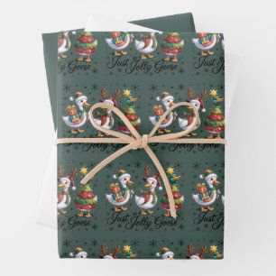 Just A Jolly Goose Patchwork Christmas Duck Funny Wrapping Paper Sheet