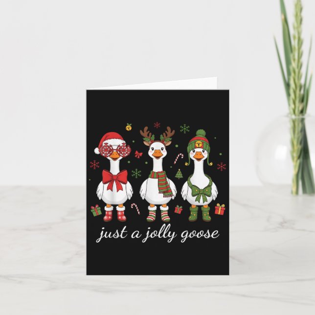 Just A Jolly Goose, Retro Christmas Goose, Santa G Card (Front)