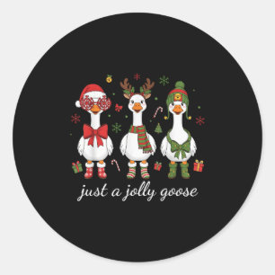 Just A Jolly Goose, Retro Christmas Goose, Santa G Classic Round Sticker