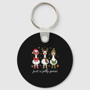 Just A Jolly Goose, Retro Christmas Goose, Santa G Key Ring