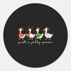 Just A Jolly Goose Santa Christmas Goose Farm Merr Classic Round Sticker
