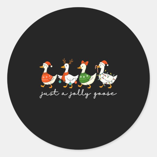 Just A Jolly Goose Santa Christmas Goose Farm Merr Classic Round Sticker (Front)