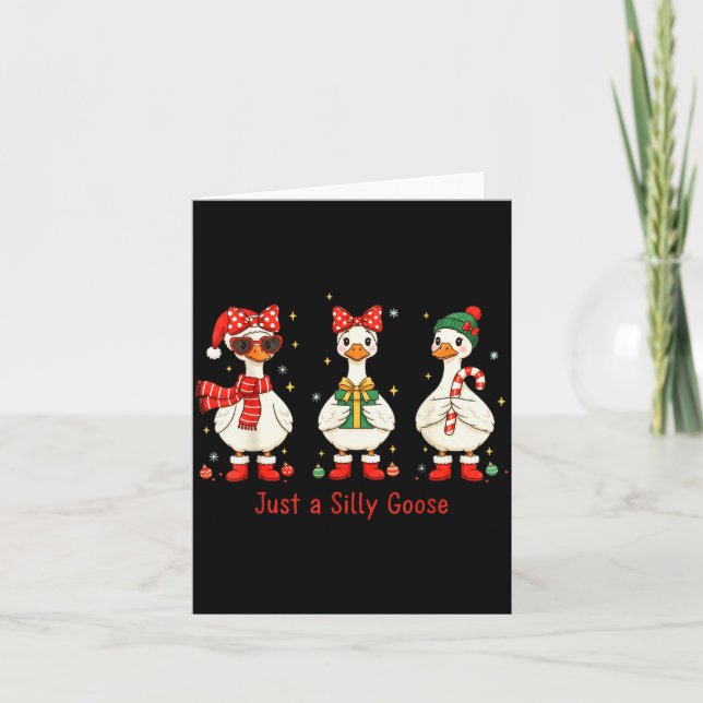 Just A Jolly Goose Santa Cute Bow Christmas Men Wo Card (Front)