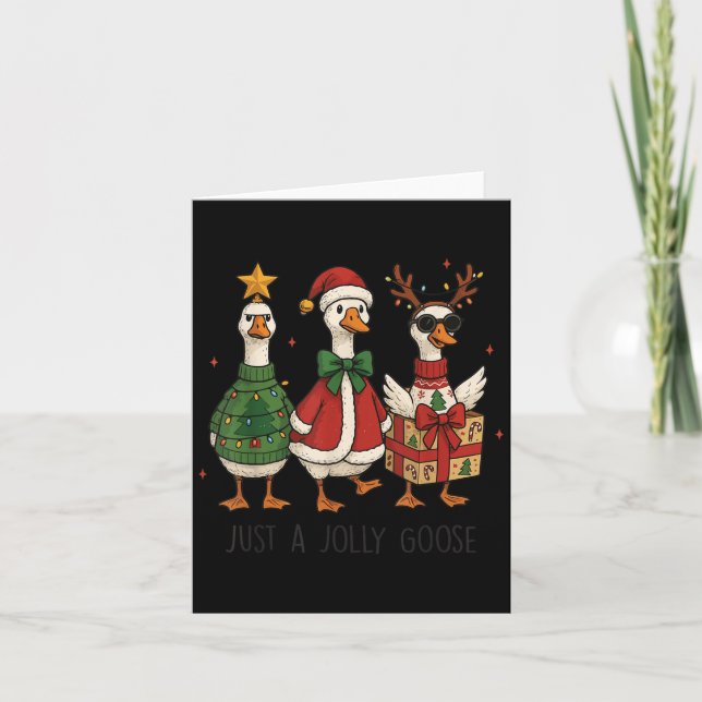 Just A Jolly Goose Xmas Merry Christmas Funny  Card (Front)