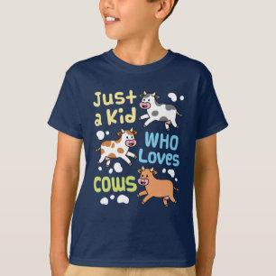 Just a Kid Who Loves Cows Cow Lover  T-Shirt