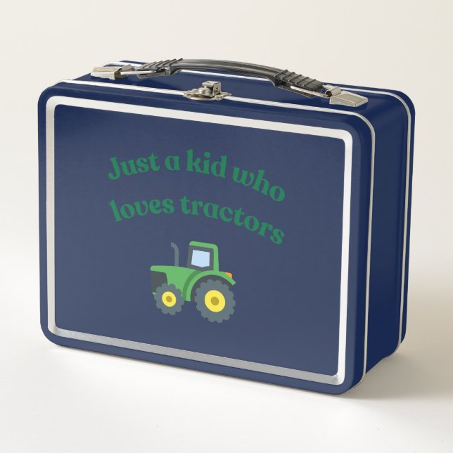 Just a kid who loves tractors - Metal Lunch Box (Front)