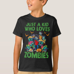 Just A Kid Who Loves Zombies Halloween Zombie Enth T-Shirt